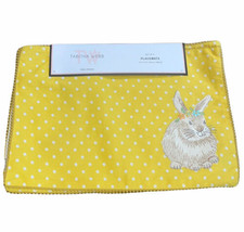 Tabitha Webb Set Of 8  Easter Bunny Embroidered Placemats Yellow Polka Dot - £64.09 GBP