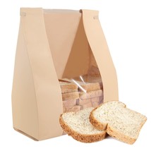 50Pack Bakery Bags With Window, 13.8 X 9.4 Inch Large Paper Bread Bags For Homem - £30.91 GBP
