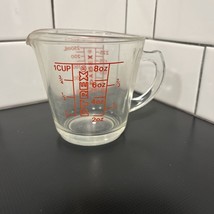 Vintage PYREX 508  1 Cup 8oz Glass Measuring Cup with D Handle Red Lettering - £15.18 GBP