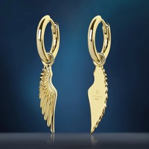 DNSCHIC Hip Hop Hoop Earrings with Angel Wing Charm Small Hoop Earrings  Hoop Ea - £52.81 GBP