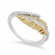  14k Two Tone Gold Over 0.30 Ct Round Cut Diamond Feather Engagement Ring - £74.26 GBP