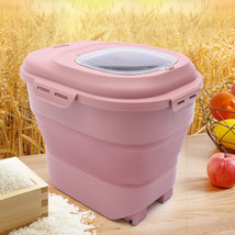 Kitchen Plastic Storage Box For Cereals Grain Rice Bucket Folding Food C... - $36.99