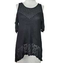 Black Off the Shoulder Short Sleeve Sweater Size Medium - £19.78 GBP