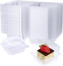 100 Clear Plastic Sq.Are Hinged Food Containers, Disposable Plastic To Go - £30.77 GBP
