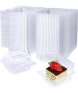 100 Clear Plastic Sq.Are Hinged Food Containers, Disposable Plastic To Go - £30.86 GBP