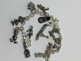 Vintage Sterling Silver 925 Disney Charm Bracelet 48.7g - £195.55 GBP
