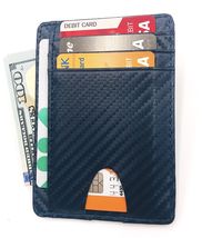 1 Pcs Blue Carbon Fiber Leather Holder Slim Card Wallet - £14.45 GBP