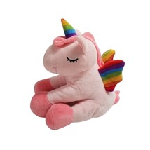 Pink Rainbow Unicorn Plush Stuffed Animal Toy Dudianmimi Wings Horn Sitting Pose - £14.18 GBP