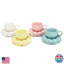 Koythin 4 Pieces Ceramic Sunflower Mug Saucer Set, Creative Cute Cup wit... - $75.97