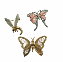 Vintage Bug Brooch Pin lot Dragonfly Butterfly cottagecore insect pins - £13.39 GBP