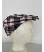 Vintage Plaid Hat Newsboy Cabbie Driving Gatsby Burgundy Blue White Hat ... - $259.44 MXN