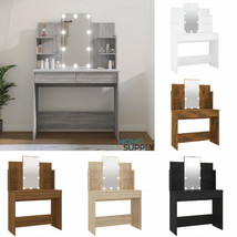 Modern Wooden Large Bedroom Dressing Table Makeup Desk Dresser Stand LED Mirror - £138.27 GBP+