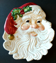 Fitz &amp; Floyd Omnibus Christmas Santa Heads Salt &amp; Pepper Shakers &amp; Plate - $24.30