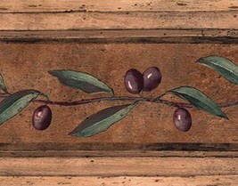 Concord Wallcoverings Wallpaper Border Kitchen Vine Pattern Olives Leave... - $36.99
