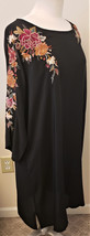 Johnny Was Floral Embroidered 100% Silk Midi Dress Sz-XL Black - £141.52 GBP