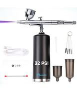 Premium 32 PSI Cordless Airbrush Kit with Compressor Machine for Nails, ... - £109.93 GBP