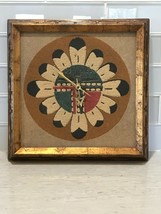 Vtg Authentic Navajo  Hand Made Sand Art Clock 12” x 12”  Feather Sun  - $20.79