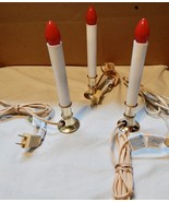 Candle Stick Lights Red 3 each Vintage 110V Auto Sensor On Night Off Day... - £15.17 GBP