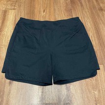 Lands End Womens Solid Black Stretchy Casual Shorts Pockets Plus Size 18/XL - $25.74