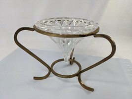 Brass Flower Candle Glass Holder Metal Base 5 Inch - $25.95