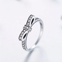 Authentic 925 Sterling Silver Stackable Bowknot Zircon Ring - FAST SHIPPING!!! - £16.11 GBP