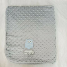 Blankets &amp; Beyond Gray Minky Dot Blanket Blue Owl Soft Velour Plush Boy B70 - $19.99