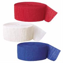 Patriotic Party Red, White, and Blue Crepe Paper Streamer Decorations 81 Ft Each - £7.04 GBP