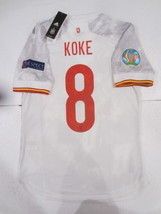 Koke #8 Spain 20/21 Euro Match Slim White Away Soccer Jersey 2020-2021 - £72.38 GBP