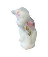 Fenton Milk Glass Grooming Kitty Floral Handpainted/Signed Rhinestone Sa... - €37,79 EUR