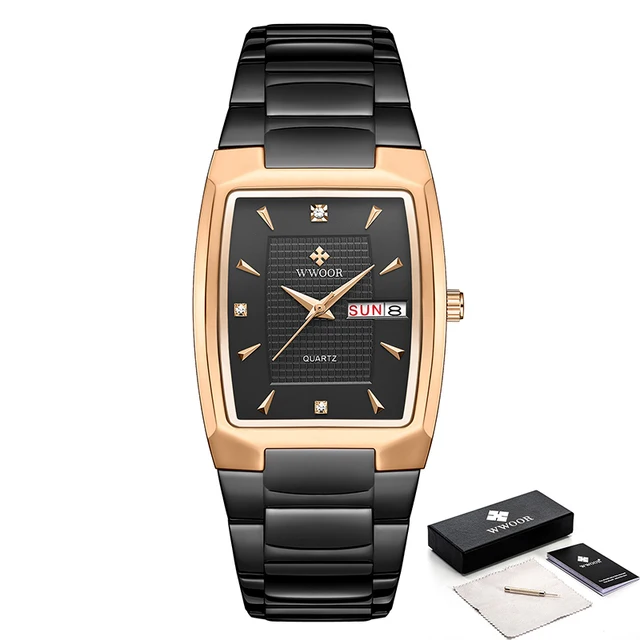 Fashion Men Watch  Luxury  Square Watches For Men stainless steel Waterproof Qua - £26.30 GBP