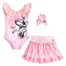 Disney Minnie Mouse Deluxe Three-Piece Swimsuit for Girls, Size 5/6 Multicolored - £31.64 GBP