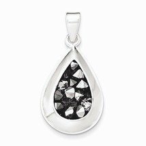 NEW BLACK CRYSTAL PENDANT REAL SOLID .925 STERLING SILVER - £28.30 GBP