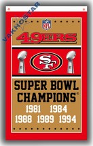 San Francisco 49ers Football Team Champions Flag 90x150cm 3x5ft Fan Supe... - £11.12 GBP