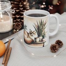Boho Cat Ceramic Mug, Adorable Pet Lover Gift, Home Decor, Plant Lover C... - €11,60 EUR