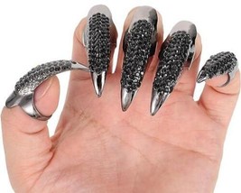 Black Rhinestone Eagle Claw Finger Claw Rings - 10 Pack - £7.03 GBP