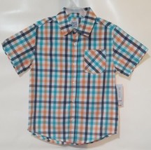 365 Kids From Garanimals Boy&#39;s Short Sleeve Woven Plaid Shirt Orange Size 5 - £11.52 GBP