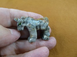 Y-UNI-24 little gray UNICORN SOAPSTONE figurine GEMSTONE horse I love un... - $8.99