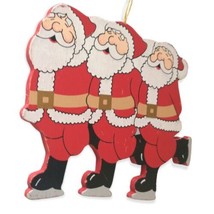 Santa Claus Die Cut Wooden Ornament Kurt Adler Christmas &#39;87 Kitschy Ice Skating - £11.63 GBP