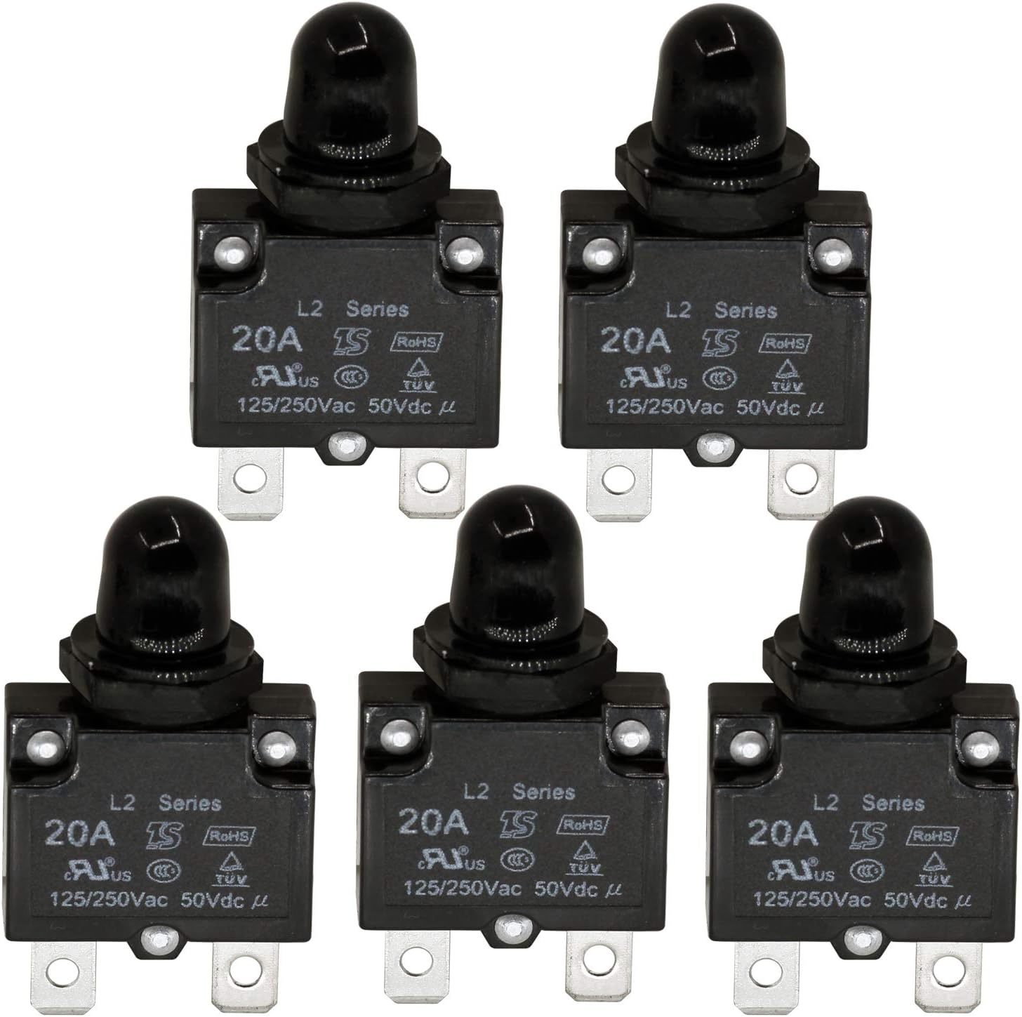 Push-Button Reset 20A Circuit Breakers With Waterproof Buttons And Quick... - $29.78