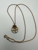 Gold 24&quot; Avon and Monet Necklace Rose Pendant - £15.48 GBP