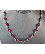 Womens Estate Sterling Silver Natural Ruby Pendant Necklace 21.3g E1594 - €107,46 EUR