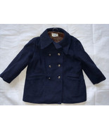 Vtg England Toddler Double Breasted Blue Wool Lined Jacket Coat 4T 4/5? - $29.69