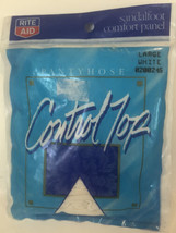Rite Aid Pantyhose Control Top large white sandlefoot Vintage Made In USA - £7.03 GBP