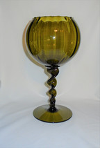 Empoli Pedestal Bowl Twisted Stem Art Glass Mid Century Italy  11&quot; Home Decor - £46.46 GBP