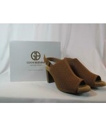 NIB Giani Bernini Shootie Stacked Heel Ankle Strap Open Toe Heel Brown 9.5M - £42.72 GBP