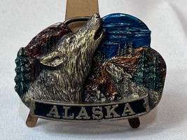 Vtg 1985 The Great American Buckle Co. Alaska Wolves Howling Belt Buckle USA - £23.62 GBP