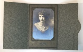 Vintage Photo on Board Folder Demure Young Lady Sad Eyes Lovely Face 1926 - £17.18 GBP