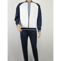 Men's Monte Carlo Turkey Jogging Suit 2pc Jump Set Stretchable 95192 Blue White image 5