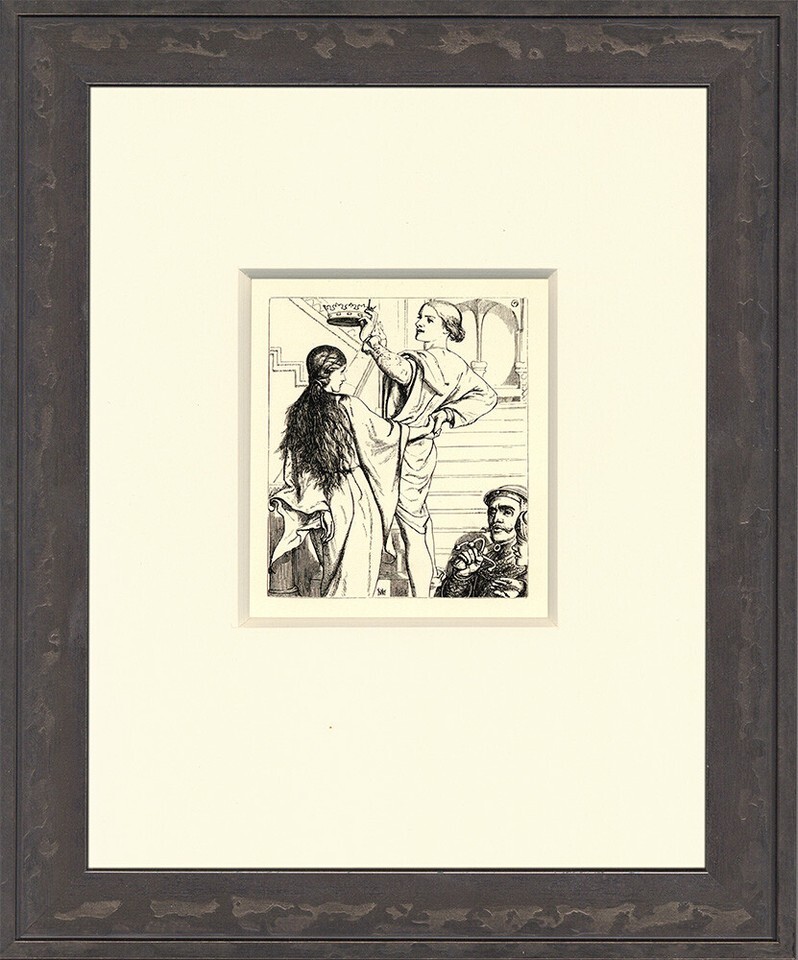 Original 1857 Wood Engraving &quot;The Beggar Maid&quot; – by William Holman Hunt - $261.90