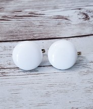 Vintage Clip On Earrings - 0.75&quot; White Circle - £9.58 GBP
